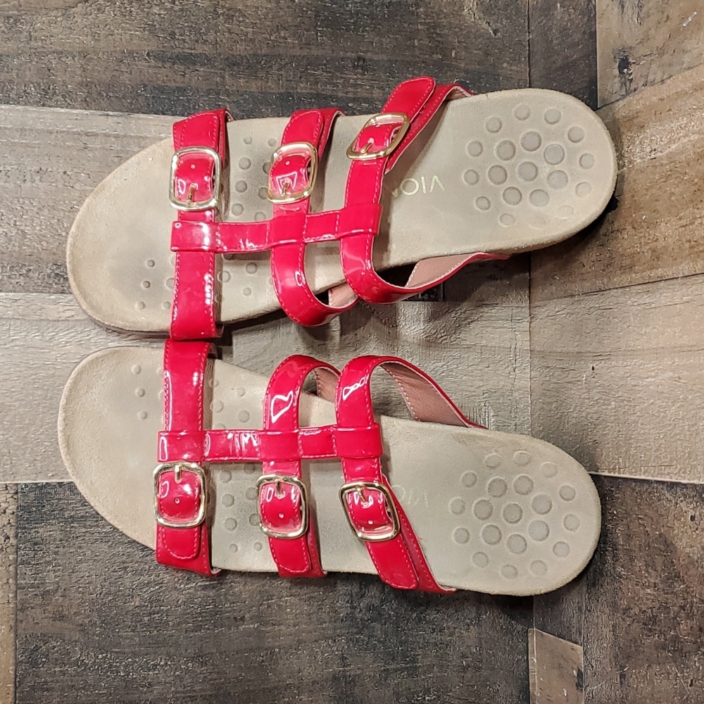 Vionic Misa Adjustable Strap Slide Size 9 Red Pat… - image 2